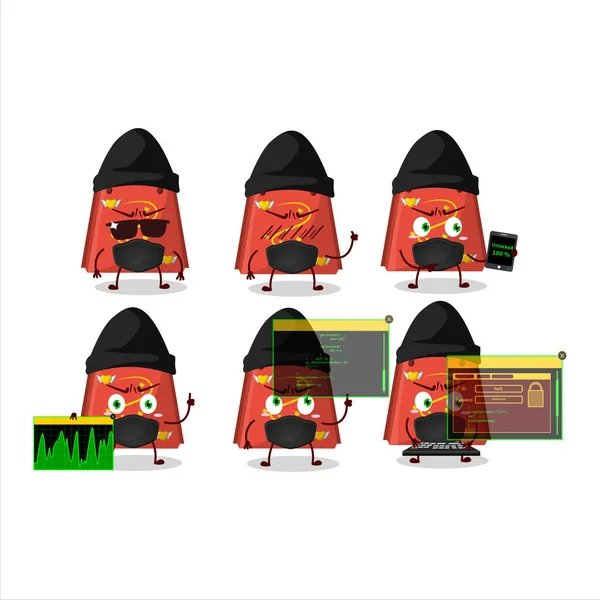 Uma Mascote Caráter Saco Amor Vermelho Hacker Com Ilustração Vetorial — Vetor de Stock