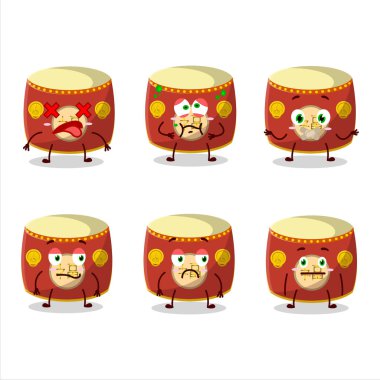 Yüzü olmayan kırmızı Çin davulu çizgi film karakteri. Vektör illüstrasyonu