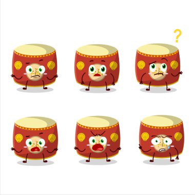 Kırmızı Çin davulunun çizgi film karakteri. Vektör illüstrasyonu