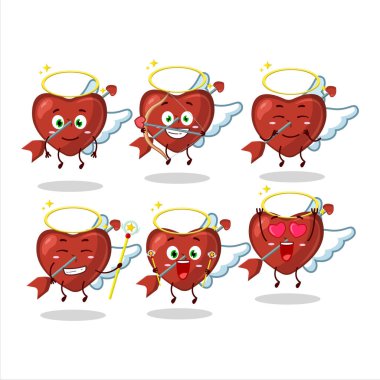 Aşk tanrısı ok karikatürünü sevimli bir melek karakteri olarak tasarladı. Vektör illüstrasyonu