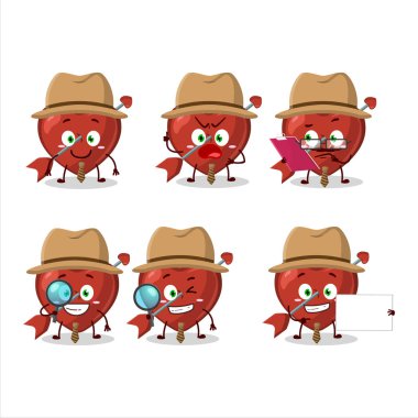 Dedektif Aşk Tanrısı Okçusu elinde büyüteç tutan sevimli çizgi film karakteri. Vektör illüstrasyonu