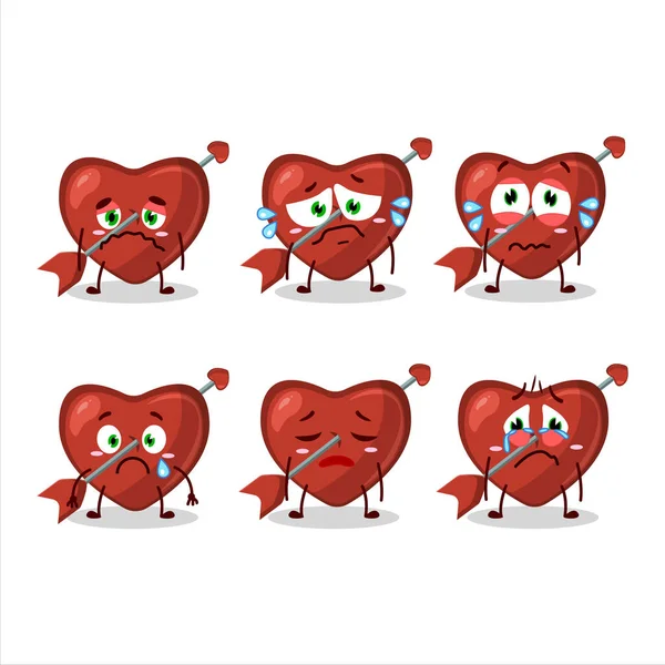 Amore Cupido Freccia Personaggio Dei Cartoni Animati Con Espressione Triste — Vettoriale Stock