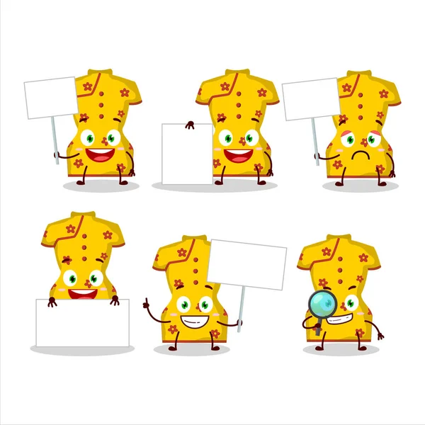 Yellow Clothing Chinese Woman Cartoon Character Bring Information Board Vector — Stock Vector