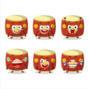 Kırmızı Çin davulunun gülen yüzlü çizgi film karakteri. Vektör illüstrasyonu