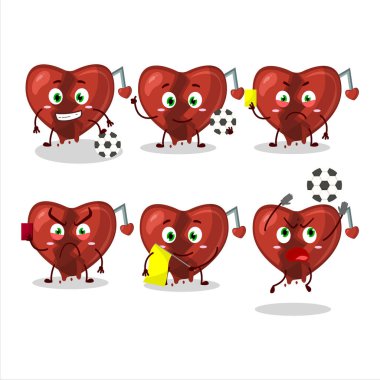 Futbol hakemi olarak çalışan kırık kalpli aşk çizgi film karakteri. Vektör illüstrasyonu