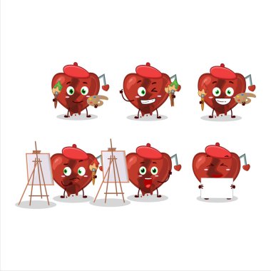 Kırık kalbin sanatçısı fırçayla karikatür karakteri çizmeyi seviyor. Vektör illüstrasyonu