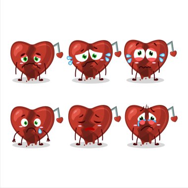 Üzgün yüzlü, kırık kalpli, çizgi film karakteri. Vektör illüstrasyonu