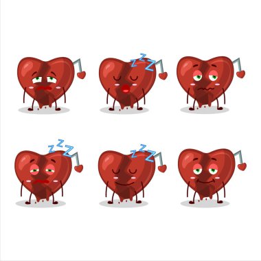 Uykulu ifadeli kırık kalp aşkının çizgi film karakteri. Vektör illüstrasyonu