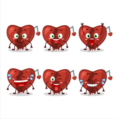 Çizgi film karakteri, gülen yüzlü kırık kalp aşkı. Vektör illüstrasyonu