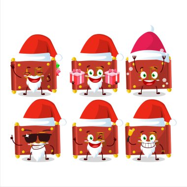 Kırmızı kağıt rulo Çin çizgi film karakterli Noel Baba simgeleri. Vektör illüstrasyonu