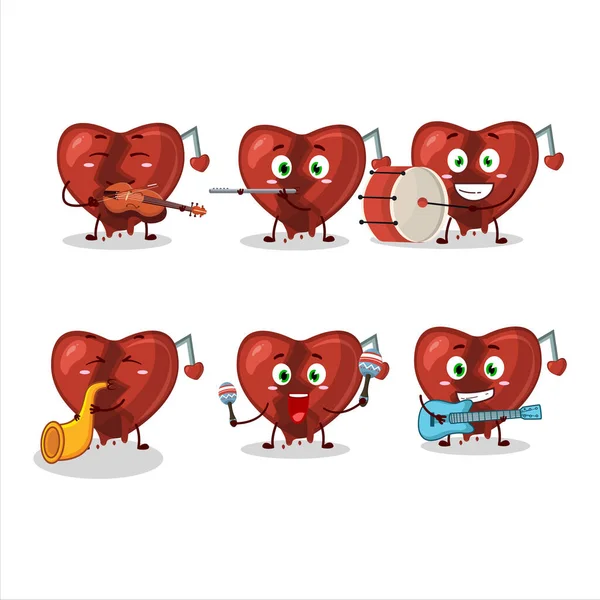 Kırık kalbin çizgi film karakteri müzik enstrümanları çalmaya bayılır. Vektör illüstrasyonu
