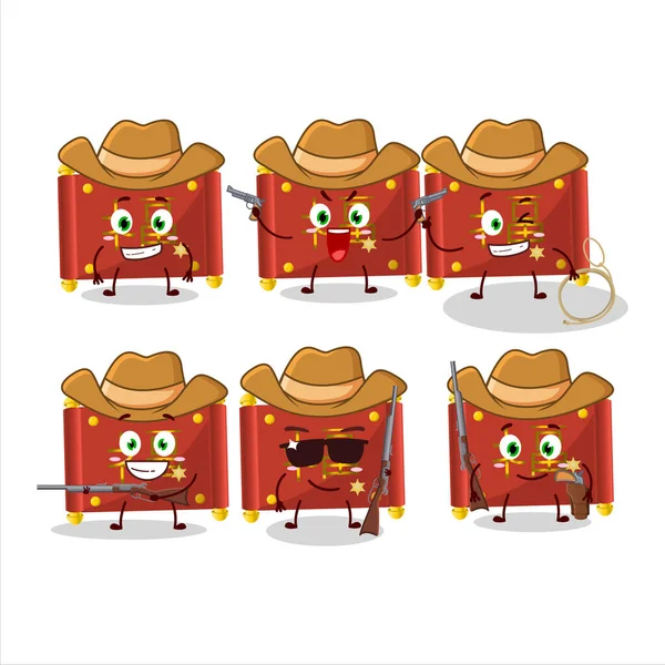 Cool Cowboy Red Paper Roll Chinese Cartoon Character Cute Hat — Stock Vector