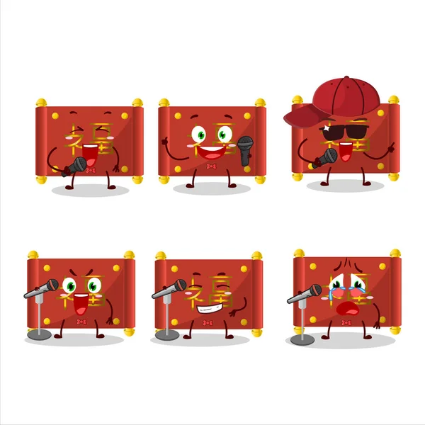 Cute Cartoon Design Concept Red Paper Roll Chinese Singing Famous — Stock Vector