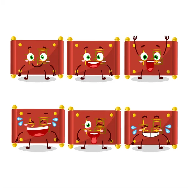 Caractère Bande Dessinée Rouleau Papier Rouge Chinois Avec Expression Sourire — Image vectorielle