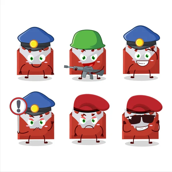 Dedicated Police Officer Red Love Envelope Mascot Design Style Vector — Stock Vector