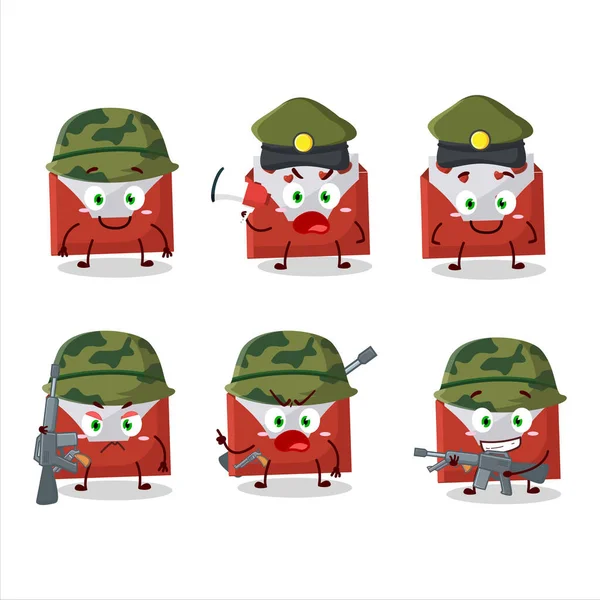 Okouzlující Voják Červená Láska Obálka Kreslený Obrázek Přinést Zbraň Stroj — Stockový vektor