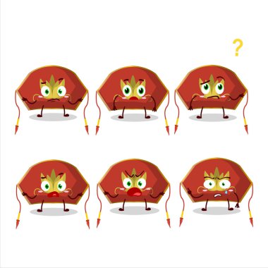 Kırmızı Çinli kadın şapkasının çizgi film karakteri. Vektör illüstrasyonu