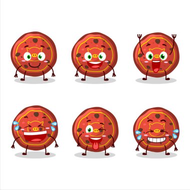 Çizgi film karakteri, gülümseyen yüzlü kırmızı kurabiyeli domuz. Vektör illüstrasyonu