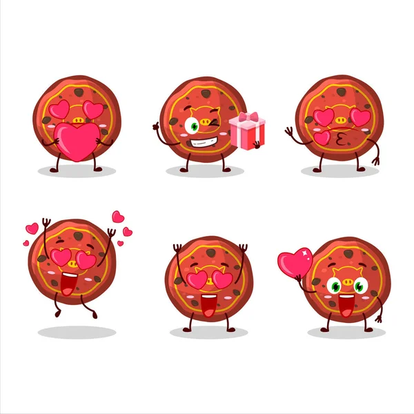 Biscuits Rouges Personnage Dessin Animé Porc Avec Amour Émoticône Mignon — Image vectorielle