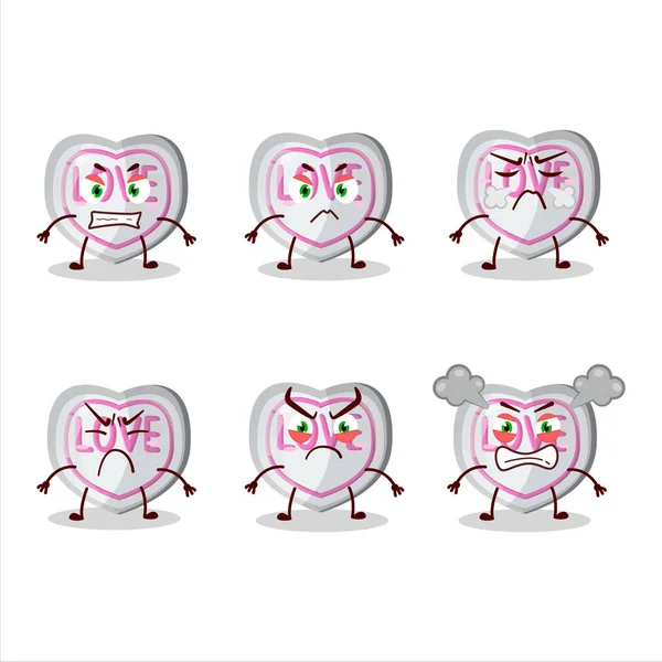 Λευκή Αγάπη Καραμέλα Χαρακτήρα Κινουμένων Σχεδίων Διάφορες Θυμωμένες Εκφράσεις Εικονογράφηση — Διανυσματικό Αρχείο