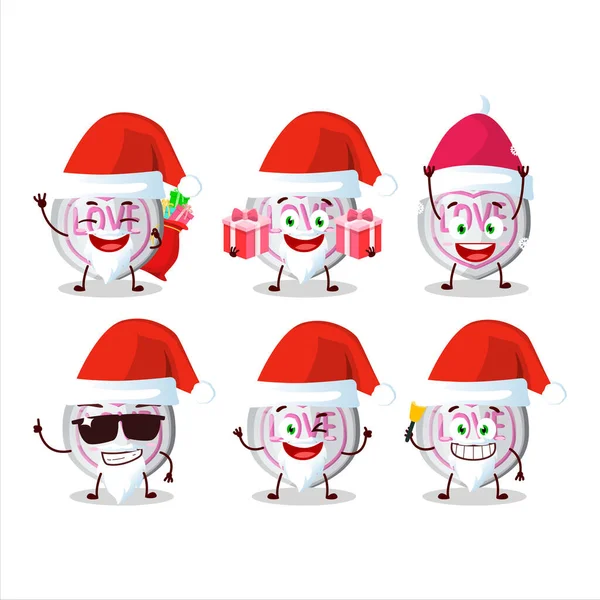 Emoticones Santa Claus Con Personaje Dibujos Animados Caramelos Amor Blanco — Vector de stock