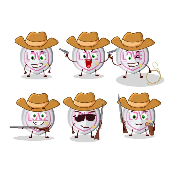 Coole Cowboy Weiße Liebe Süßigkeiten Cartoon Figur Mit Einem Niedlichen — Stockvektor
