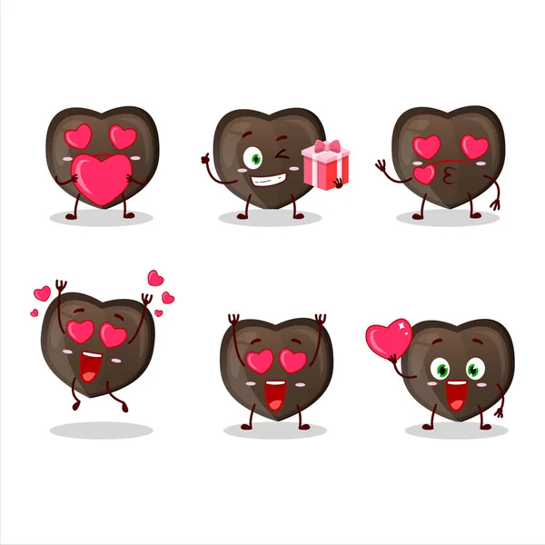 Liebe Schokolade Cartoon Figur Mit Liebe Süße Emoticon Vektorillustration — Stockvektor