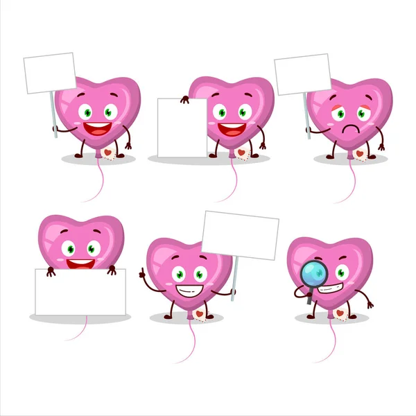 粉色爱情气球卡通人物带来了信息板 矢量说明 — 图库矢量图片
