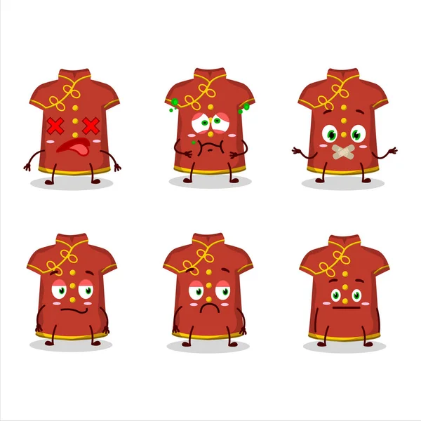 Czerwona Odzież Dzieci Chiński Kobieta Postać Kreskówki Nope Wyrażenie Ilustracja — Wektor stockowy
