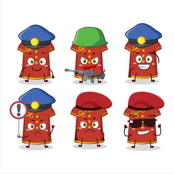 Oficial Policía Dedicado Ropa Roja Niños Chino Mascota Estilo Diseño — Archivo Imágenes Vectoriales