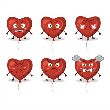 Kızgın ifadeleri olan kırmızı aşk balonu karakteri. Vektör illüstrasyonu