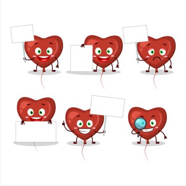 Kırmızı aşk balonu karakteri bilgi panosunu getir. Vektör illüstrasyonu