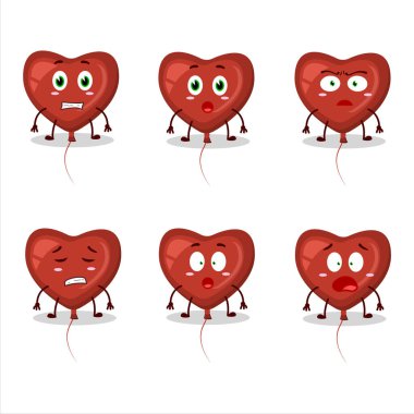 Korkak suratlı kırmızı aşk balonunun karakteri. Vektör illüstrasyonu