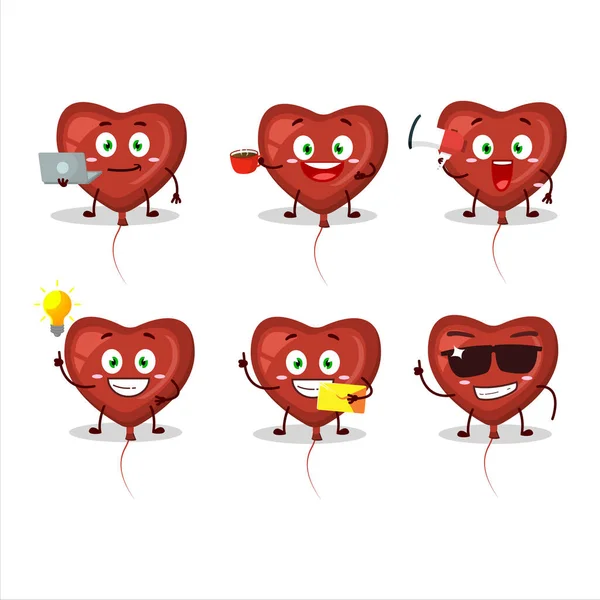 Red Love Palloncino Personaggio Dei Cartoni Animati Con Vari Tipi — Vettoriale Stock