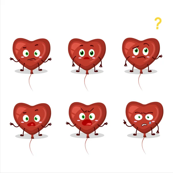 Cartone Animato Personaggio Palloncino Amore Rosso Con Quale Espressione Illustrazione — Vettoriale Stock