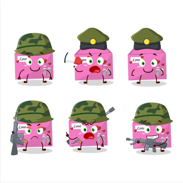 Okouzlující Voják Růžová Láska Obálka Kreslený Obrázek Přinést Zbraň Stroj — Stockový vektor