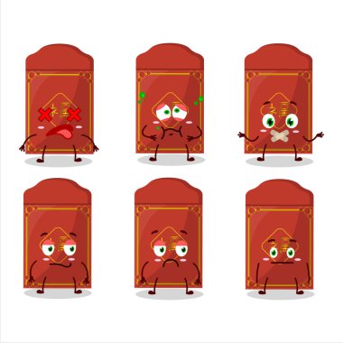 Kırmızı paketler Çin çizgi film karakteri, ifadesiz. Vektör illüstrasyonu