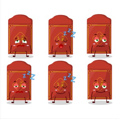 Çizgi film karakteri, Çin yemeği ve uykulu bir yüz ifadesi. Vektör illüstrasyonu