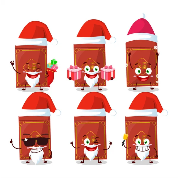 Emoticons Papai Noel Com Pacotes Vermelhos Caráter Desenho Animado Chinês — Vetor de Stock