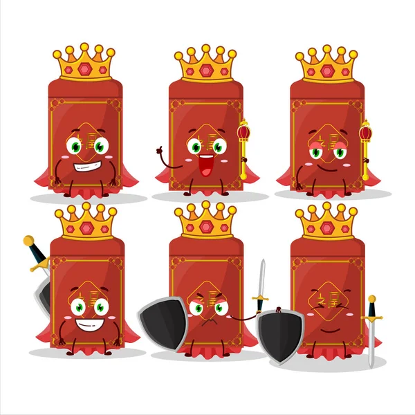Charismatic King Pacotes Vermelhos Chinês Personagem Cartoon Vestindo Uma Coroa —  Vetores de Stock