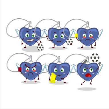 Melek Kalbi çizgi film karakteri futbol hakemi olarak çalışıyor. Vektör illüstrasyonu