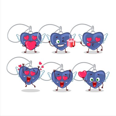 Melek Kalbi çizgi film karakteri. Sevgi ifadesi var. Vektör illüstrasyonu