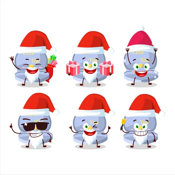 Santa Claus Emoticons Blue Love Ring Box Cartoon Character Vector — Stock Vector