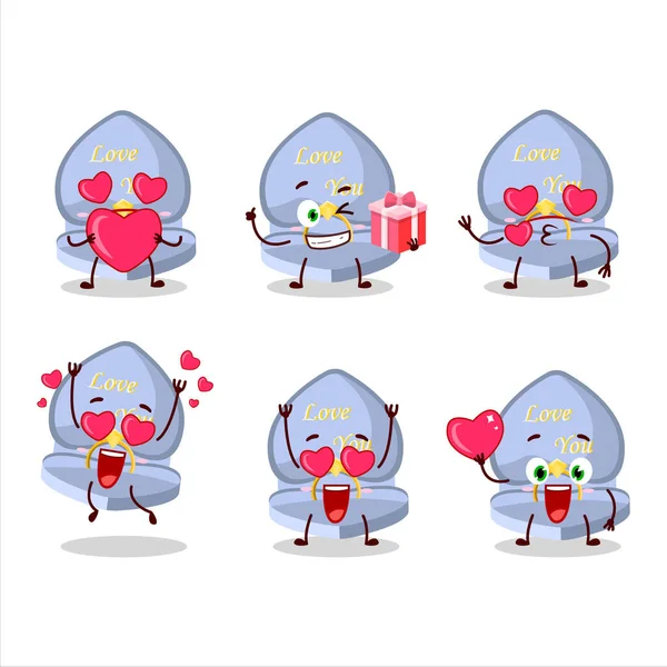 Μπλε Αγάπη Δαχτυλίδι Κουτί Κινουμένων Σχεδίων Χαρακτήρα Αγάπη Χαριτωμένο Emoticon — Διανυσματικό Αρχείο