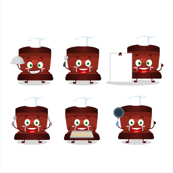 Caractère Bande Dessinée Boîte Bague Rouge Avec Divers Émoticônes Chef — Image vectorielle
