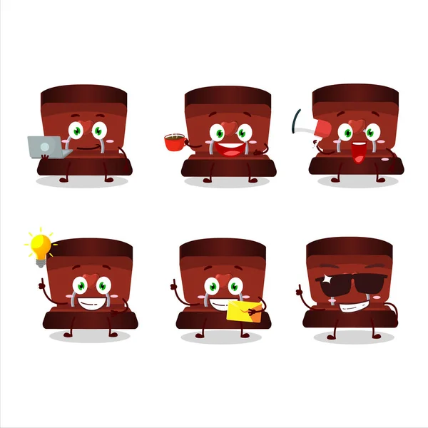 Caja Anillo Rojo Personaje Dibujos Animados Con Varios Tipos Emoticonos — Vector de stock