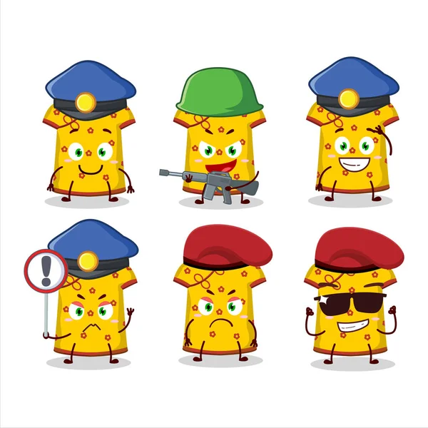 Oficial Policía Dedicado Ropa Amarilla Niños Mujer China Estilo Diseño — Archivo Imágenes Vectoriales