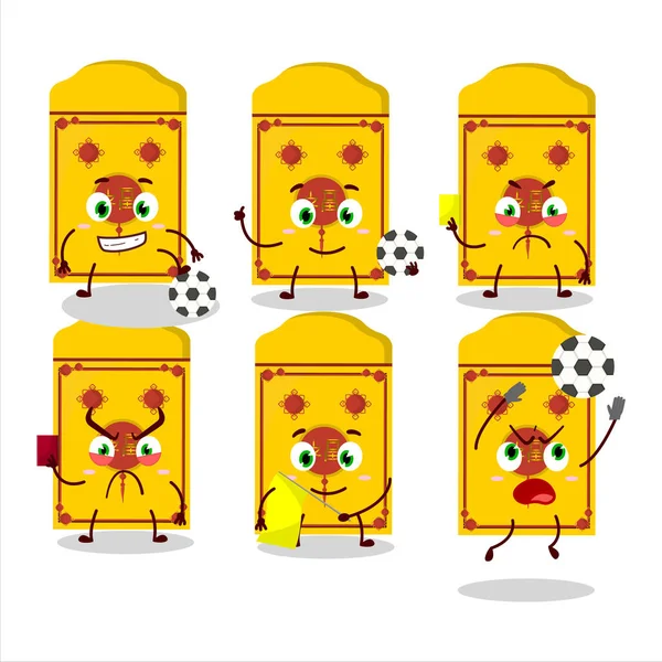 Paquetes Amarillos Chino Personaje Dibujos Animados Que Trabaja Como Árbitro — Vector de stock