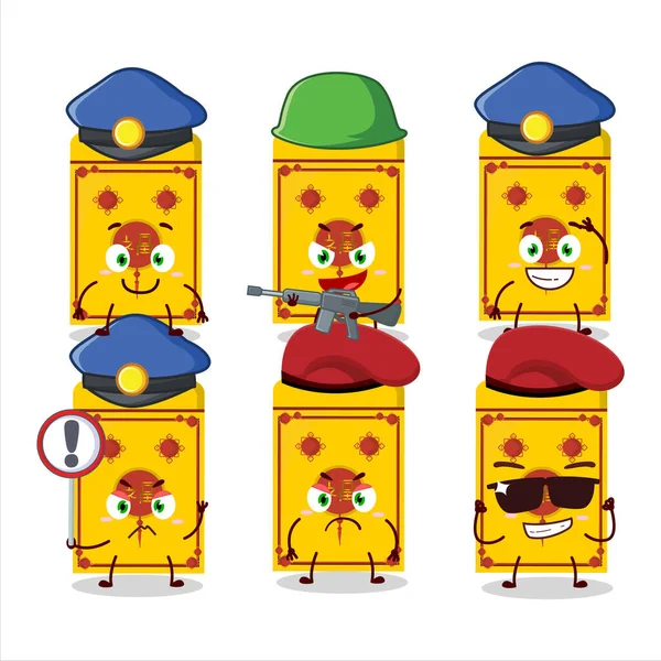 一位敬业的警察用黄色封包中国吉祥物的设计风格 矢量说明 — 图库矢量图片