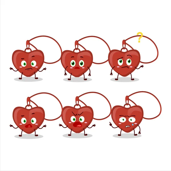 Cartone Animato Personaggio Della Collana Cuore Rosso Con Quale Espressione — Vettoriale Stock